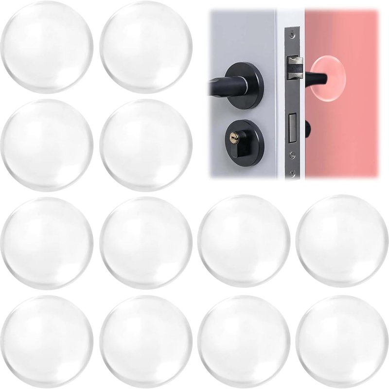 12 Pièces 4 cm Butee de Porte Adhesive, Transparent Butée de Porte Murale, Arret de Porte pour Murs, Amortisseur Butoir Porte, Stop Porte Adhésif, Protection Poignee Porte Butoir de Porte à Coller