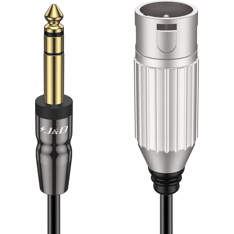 Câble Jack XLR,Coque en Cuivre Plaqué Or Symétrique 6,35 mm (1/4 Pouce) TRS vers XLR Mâle vers Mâle Câble Stéréo pour Guitare,Haut-Parleur,Microphone,Amplificateur,Table de Mixage,0,9 Mètres