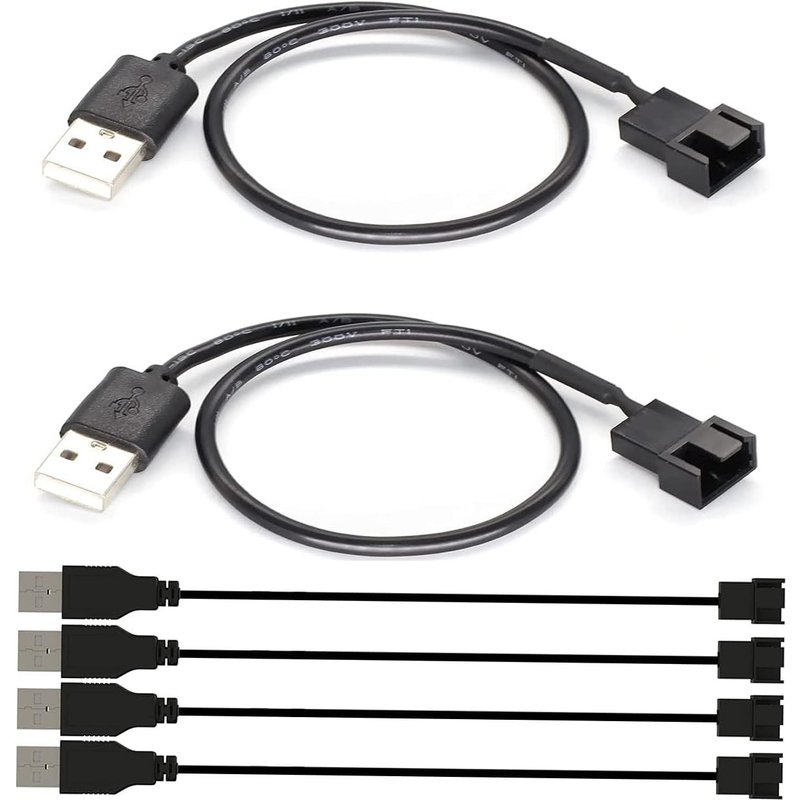 6pcs USB vers 3Broches/4Broches PWM 5V Câble Adaptateur d'alimentation de Ventilateur USB, Câble de Connecteur D'adaptateur de Ventilateur (Câble USB 3Broches/4Broches)