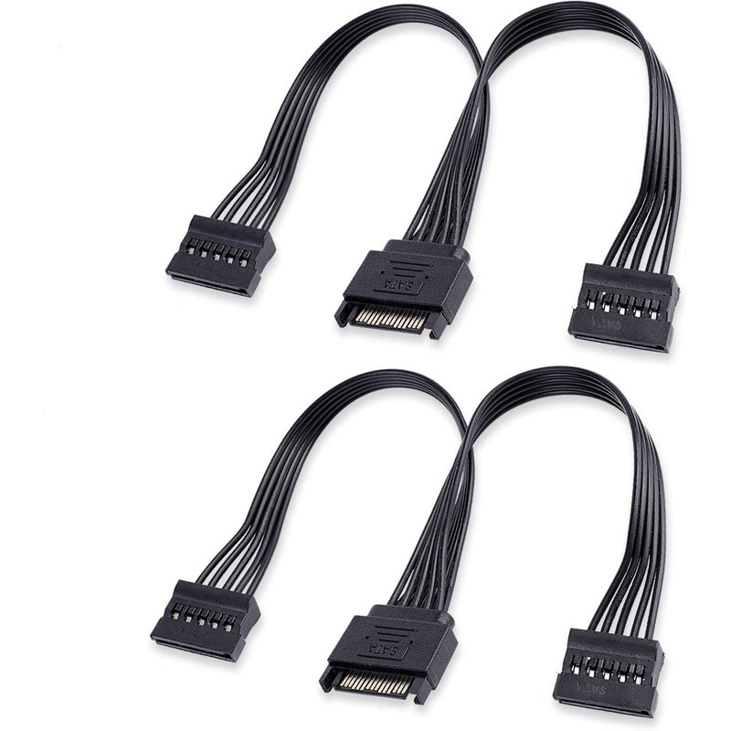 2-Pack 15 Pin SATA d'alimentation D'extension Câble, Mâle vers Femelle Cable, pour HDD, SSD, lecteurs optiques, graveur DVD, cartes PCI et disques durs 23cm