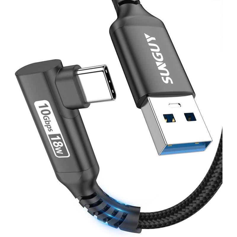 Câble USB C, 0,3 m Câble USB C 90 Degrés Angle Nylon USB vers USB C Compatible avec iPhone 16/15 Pro Max, Galaxy S24/S23/S22, P30 Lite-Noir