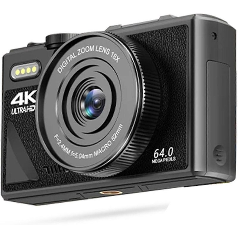 Appareil photo numérique 4K 64 MP pour la photographie, écran IPS rabattable de 3 pouces, zoom numérique 18x, vidéo et vlogging Camco