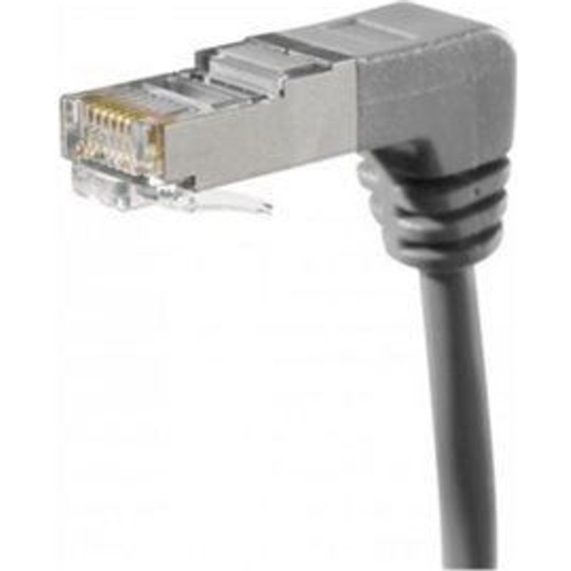 exertis Connect - Cordon de raccordement - RJ-45 (M) angle vers le bas pour RJ-45 (M) droit - 30 cm - S/FTP - CAT 6a - gris