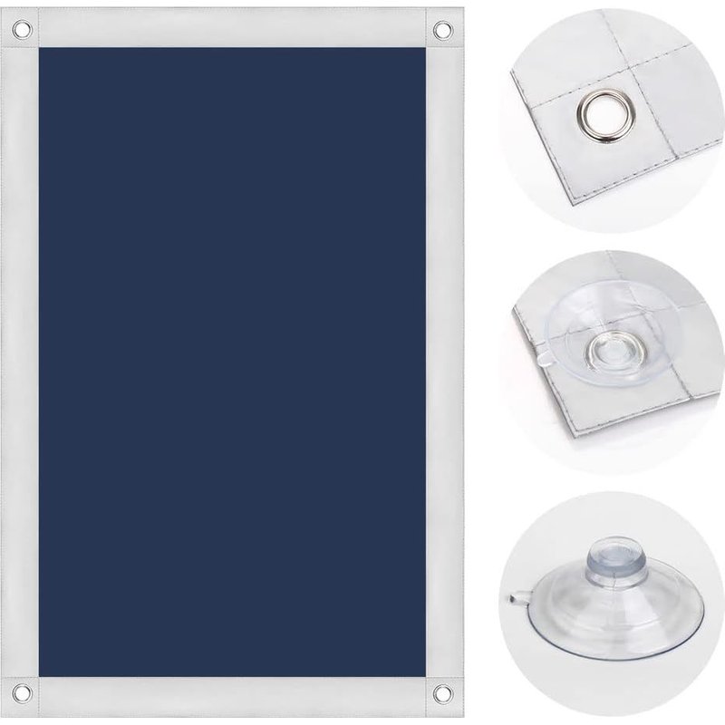 Store Thermique 100 % Occultant - Protection Solaire - Pour FenĂȘtre De Toit - Protection Thermique Sans Perçage - Avec Ventouses (Bleu FoncĂ©, 96 X 120 Cm Y87/087)