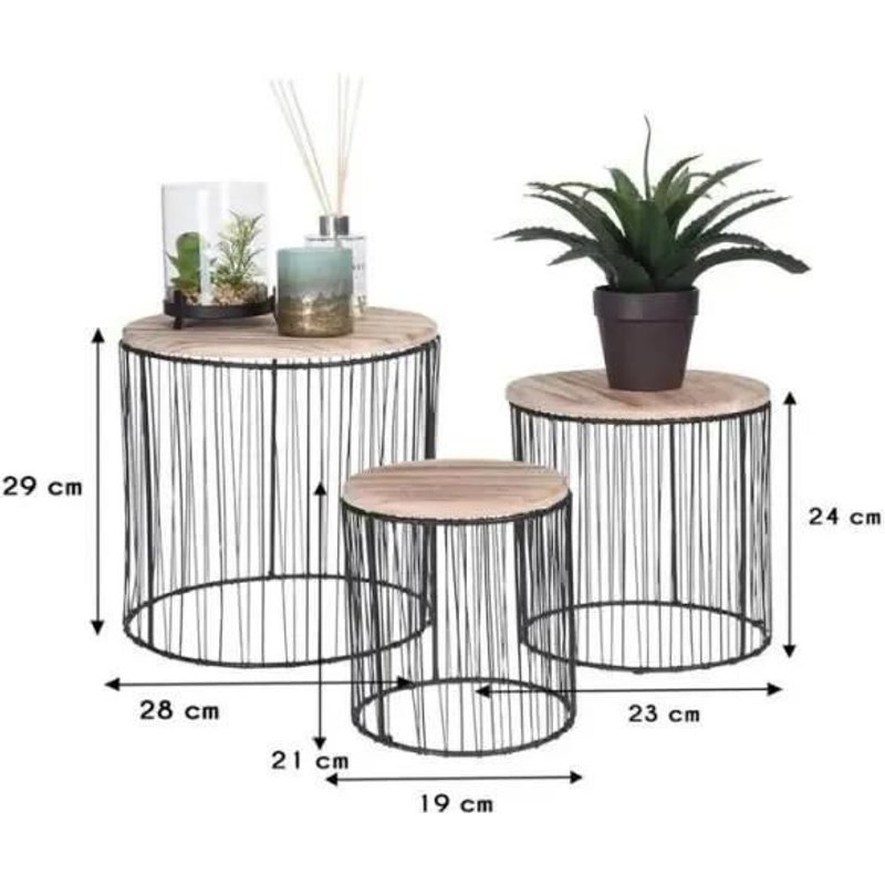Table Gigogne Metal Noir Taille Moyenne