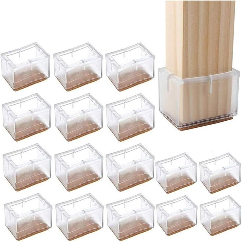 16 Pcs Silicone Table And Chair Leg Protectors,Chair Cap,Wooden Table Furniture Protective Foot Cushion (Length 37-42 Mm,Width 16-21 Mm)