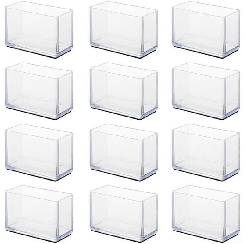 12 Pack Clear Pvc Rectangular Chair Leg Guards,Furniture Pads For Hardwood Floors,Table Legs,White (25x38mm)
