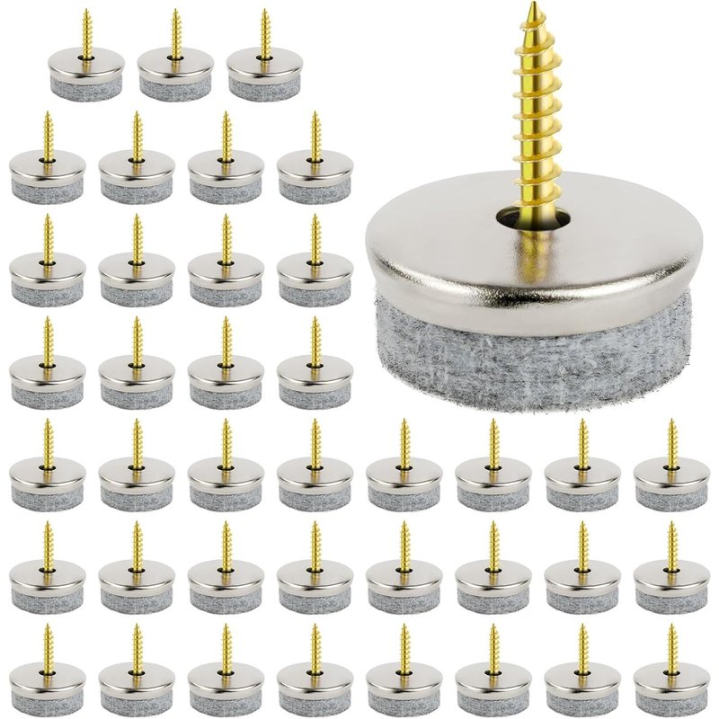 40 Pcs Felt Pads For Furniture,24mm Nail Chair Gliders,Round,Easy To Install,To Protect Table Legs Floors