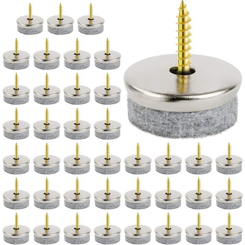 40 Pcs Felt Pads For Furniture,28mm Nail Chair Sliders,Round,Easy To Install,To Protect Table Legs Floors