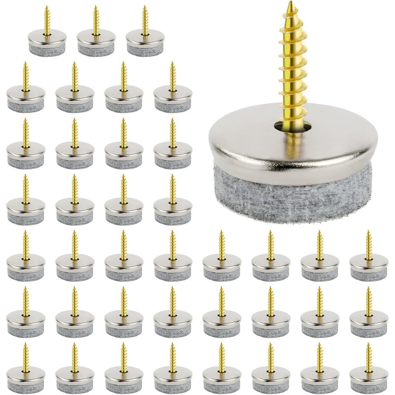 40 Pcs Felt Pads For Furniture,20mm Nail Chair Gliders,Round,Easy To Install,To Protect Table Legs Floors