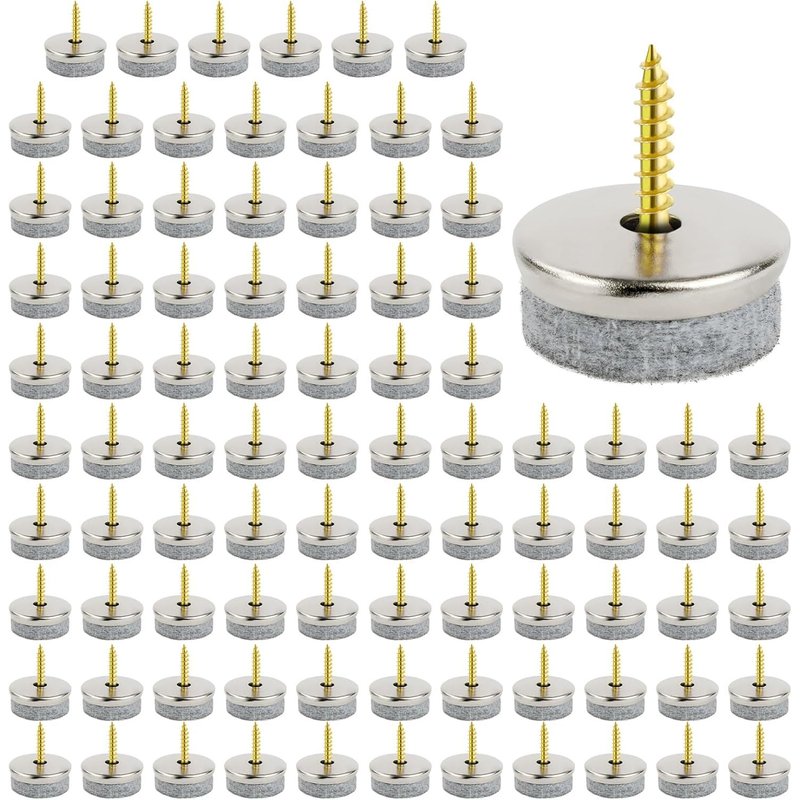 90 Pcs Felt Pads For Furniture,24mm Nail Chair Gliders,Round,Easy To Install,To Protect Table Legs Floors