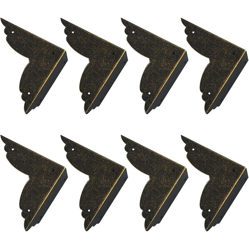 8 Pcs Vintage Metal Corner Guards Furniture Table Protector (Bronze)