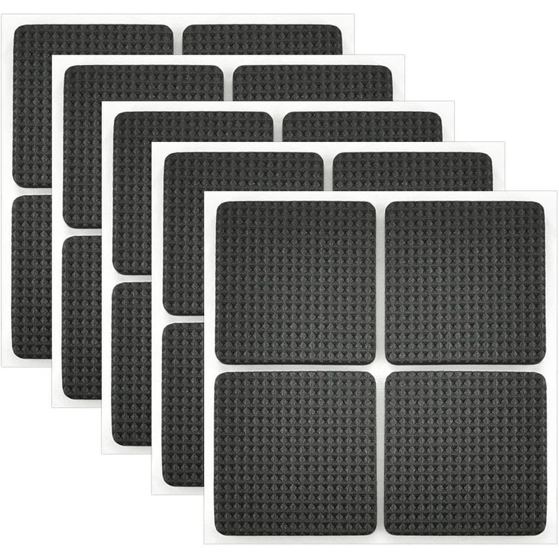 20 x Non-Slip Rubber Pads Adhesive Felt Pads Furniture Pads for Protecting Tables,Wood Floors,4.2 x 4.2 cm (Black)