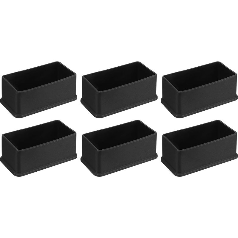 6pcs Pvc Square Chair Leg Caps 80mm X 40mm Od Black Furniture Leg Protectors For Table Chair Leg Caps Patio Table Floor Protectors