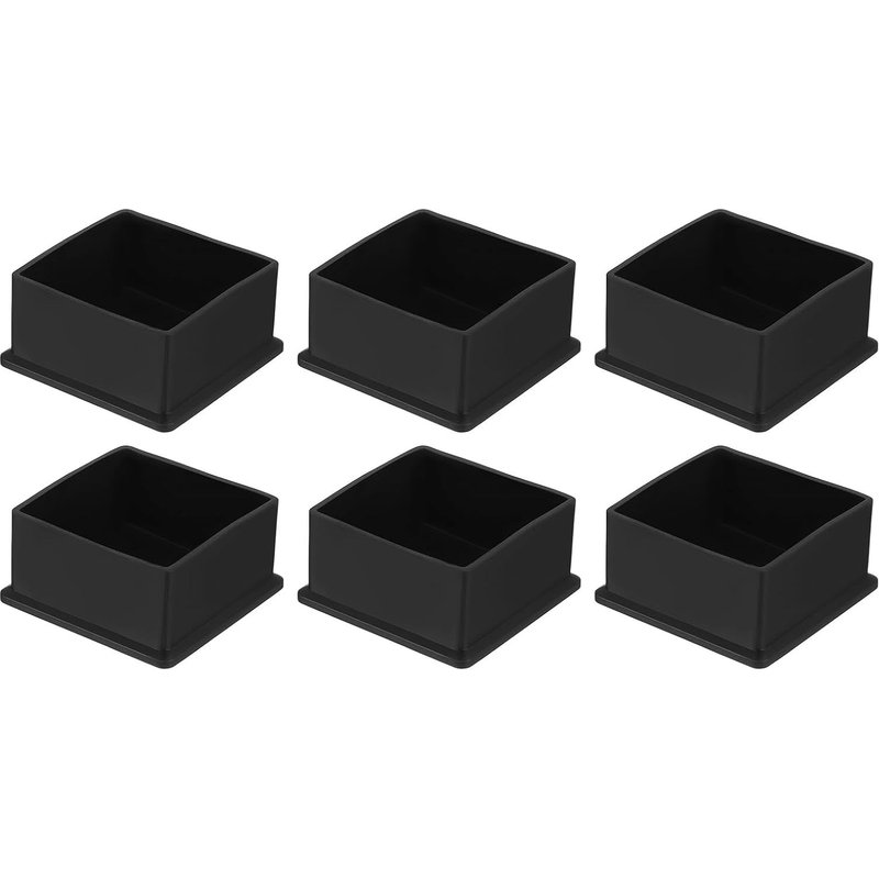 6pcs Pvc Square Chair Leg Caps 60mm X 60mm Od Black For Table Furniture Legs,Chair Leg Covers,Floor Protectors