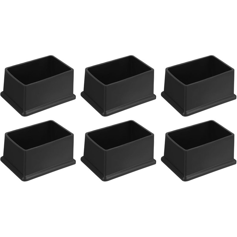 6pcs Pvc Square Chair Leg Caps 60mm X 40mm Od Black For Table Furniture Leg Protectors Chair Leg Covers Floor Protectors