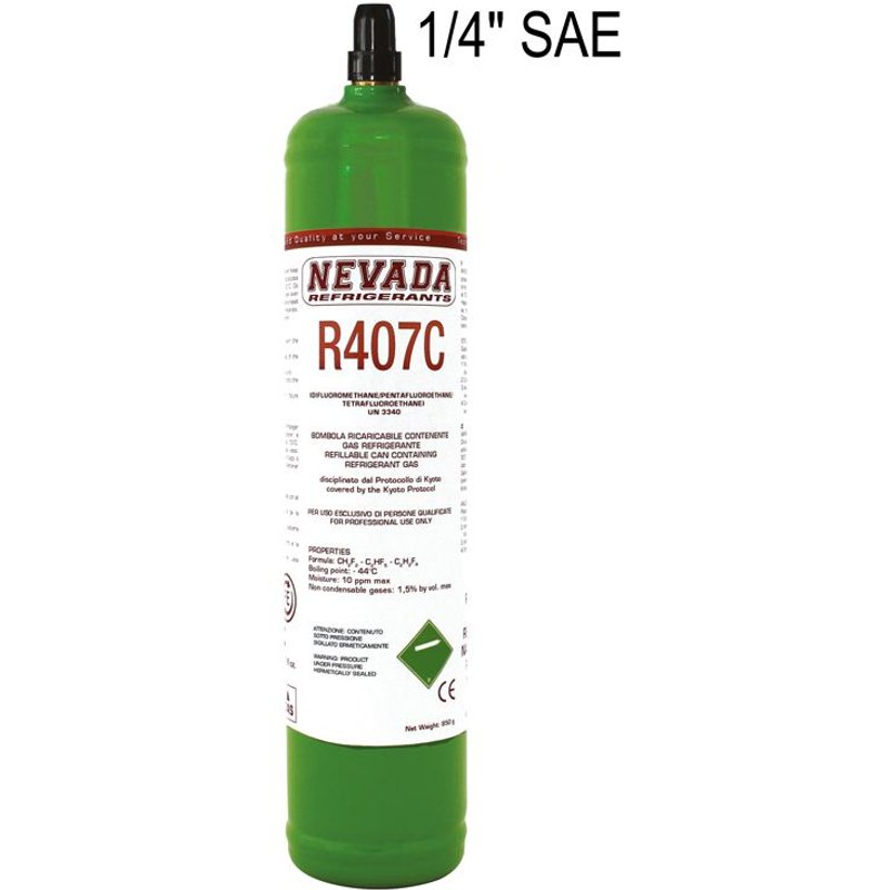 Recharge gaz Fréon R407c 850g - 1000 ml CLIM. M.1/4 Fluide frigorigène réfrigérant climatiseur