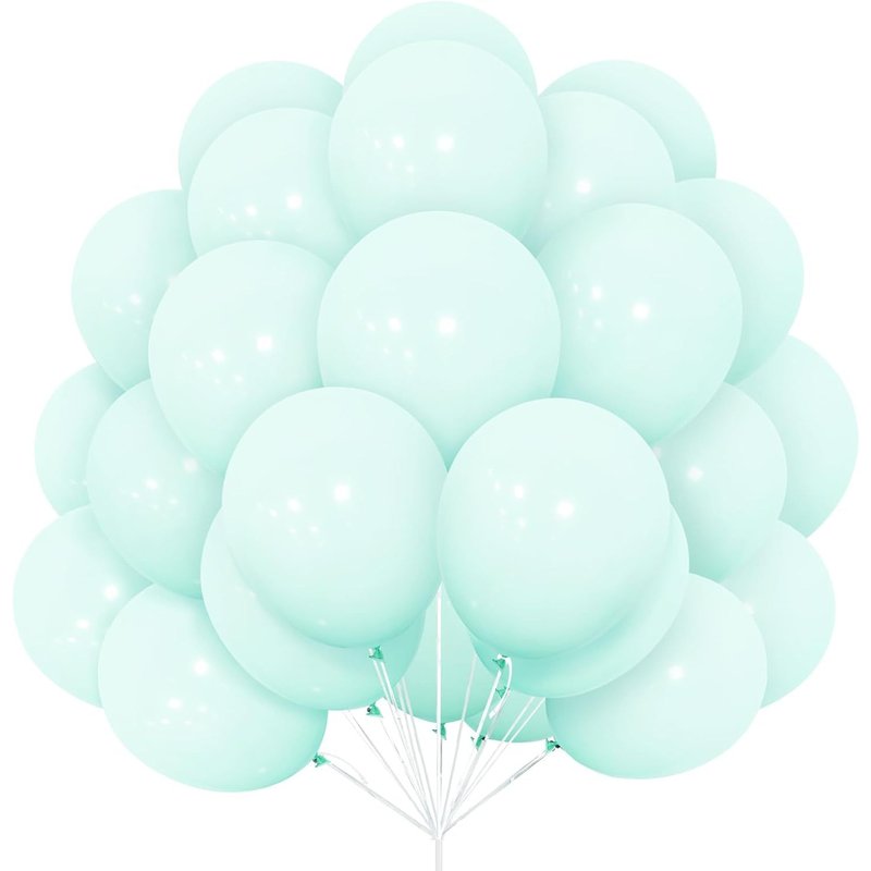 Ballons Turquoise Bleu Pastel, Paquet De 30 Ballons Bleu Sarcelle En Latex 12 Pouces 30,5 Cm Ballon Avec Blanc Ruban Pour Enfants Filles Noël Fête D'anniversaire Baptême Mariage Baby Shower Décoratio