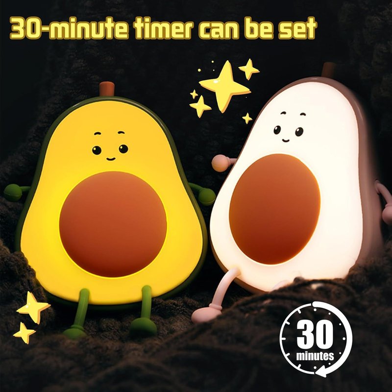 Veilleuse Pour Enfants En Forme D'avocat, Veilleuse En Silicone Avec Changement De Couleur, Charge Usb Et Minuterie, Lampe De Nuit Kawaii, Lampe De Nuit Pour Chambre À Coucher
