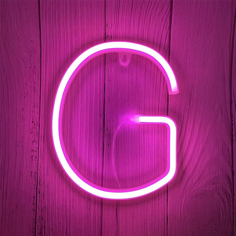 Led Neon Letter Lights Pink Neon Sign Lights Letters Neon Sign Battery/Usb Lettres Lumineuses Neon Night Light Décoration Pour Chambre D'enfant, Mariage, Noël, Saint Valentin (G)