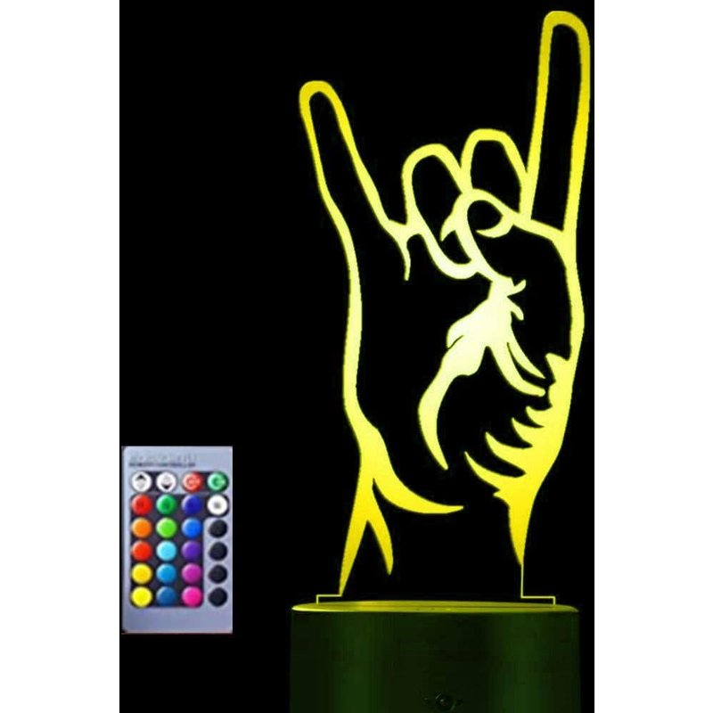 3d Rock 'n' Roll Gestes Lampe Illusion D'optique Veilleuse, 7 Couleurs Bureau Décoration De Table Lampes Cadeau De Noël Parfait Avec