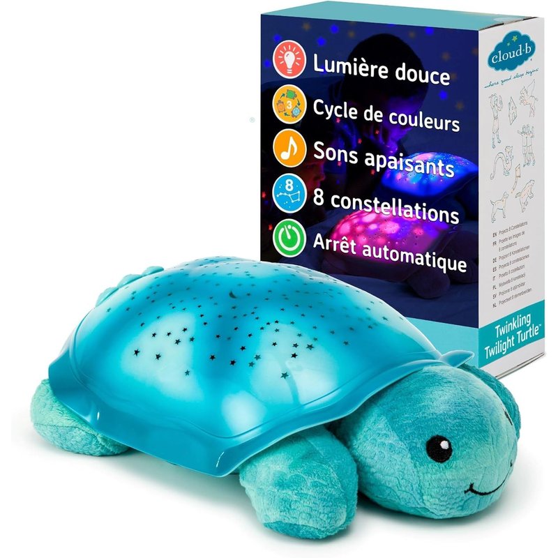 Veilleuse Apaisante Projecteur D'Ă©toiles Avec Sons Apaisants LuminositĂ© Douce 3 Couleurs ArrĂȘt Automatique Veilleuse Musicale Tortue Twinkling Twilight Turtle Aqua