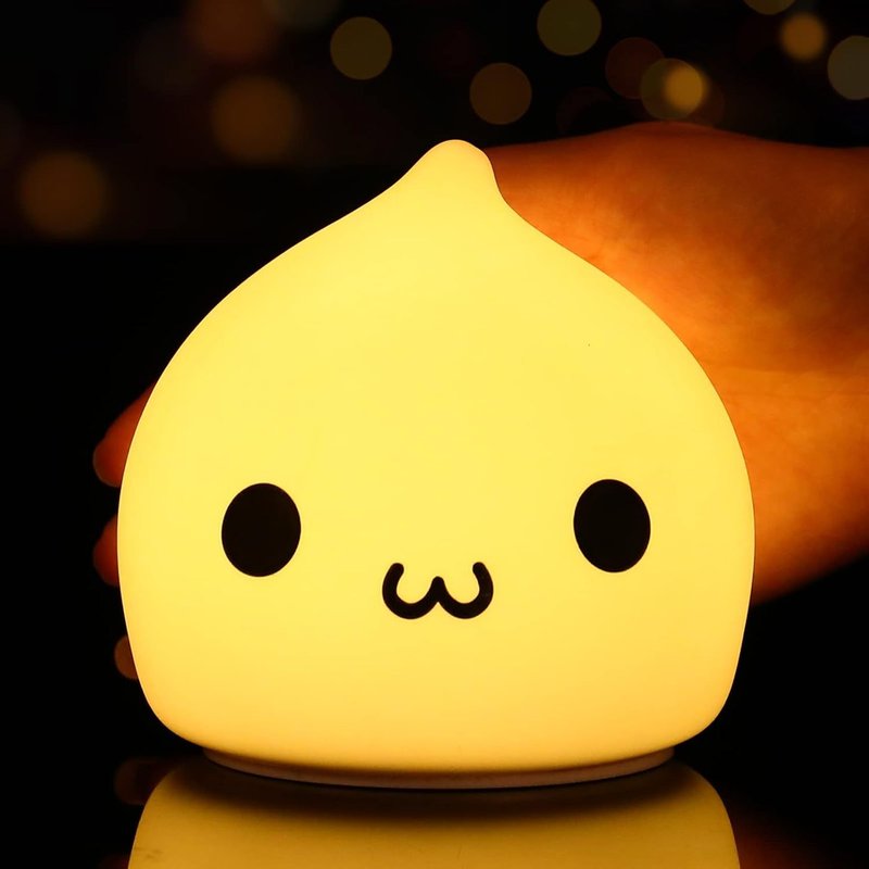 Veilleuse Pour Enfants, Jolie Lampe De Nuit Alimentée Par Piles Pour Chambre D'enfant, Veilleuse Portable En Silicone Souple (Boulette)
