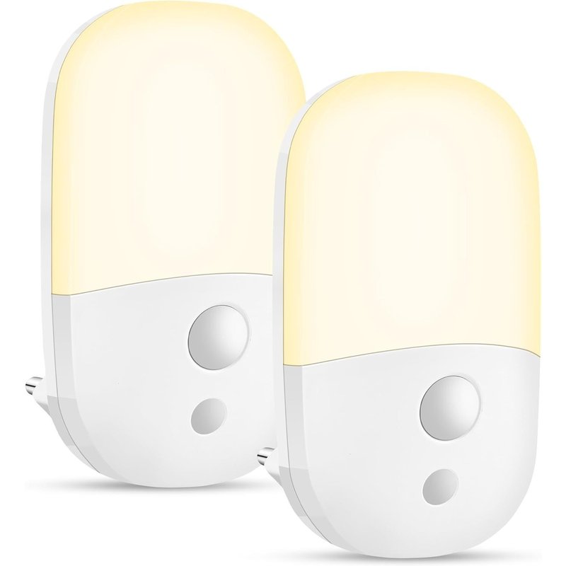 Lot De 2 Veilleuse Enfant Avec Capteur De Crépuscule, Veilleuse Prise Electrique 3 Niveaux De Luminosité Réglable, Auto On/Off Modes, 2700k Blanc Chaud Night Light Pour Escalier, Salons,Couloir