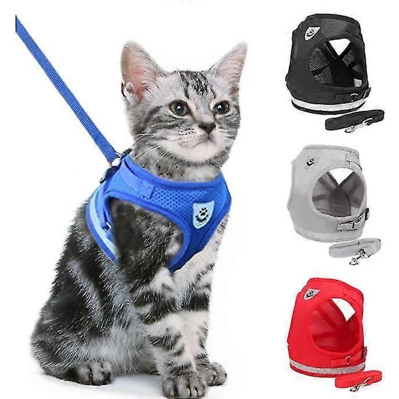 Harnais Pour Chat,Harnais Anti-Fuite Pour Chat-Rouge-S