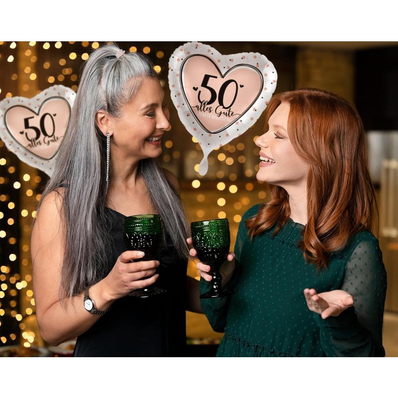Lot De 50 Ballons Gonflables 50 Ans Pour Femme Avec Félicitations « Alles Gute » 50 Ans Crème
