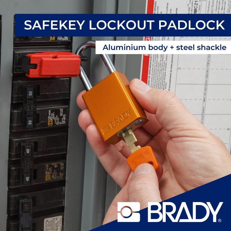 (ALU-RED-38ST-KD) Cadenas de condamnation SafeKey Anodized Aluminum avec anse en Acier 38.00 mm Rouge KD - Clé différente 1 Pièce(s)