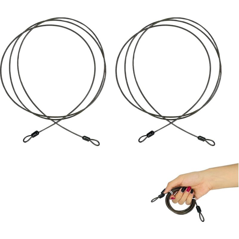 2 pièces Câble de sécurité en câble d'acier tressé Acier Inoxydable Câble Sécurité Câble Verrouillage Câble de Sécurité en Acier Inoxydable à Double Boucle Pour vélos bagages jardin camping (B)