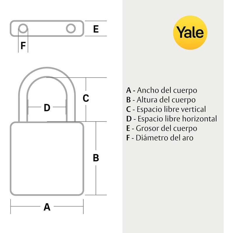 Cadenas standard de sécurité Y110B/20/111/1 en laiton de 20 mm - Anse ouverte en acier - 3 clés