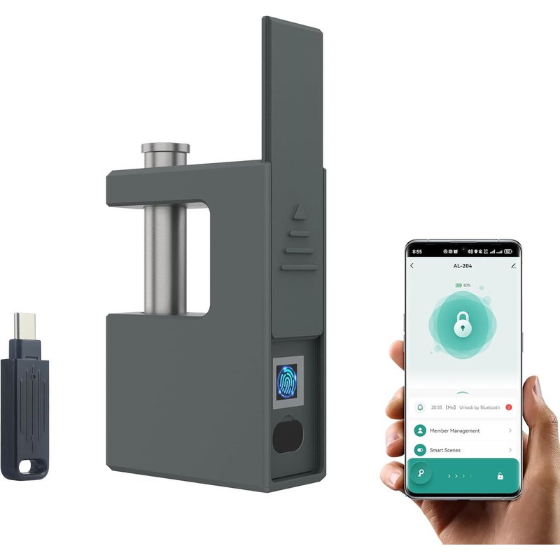 Cadenas blindées haute sécurité pour conteneurs,déverrouillage par empreinte digitale, application et clé, dispositif antivol robuste pour garage, carport et sous-sols