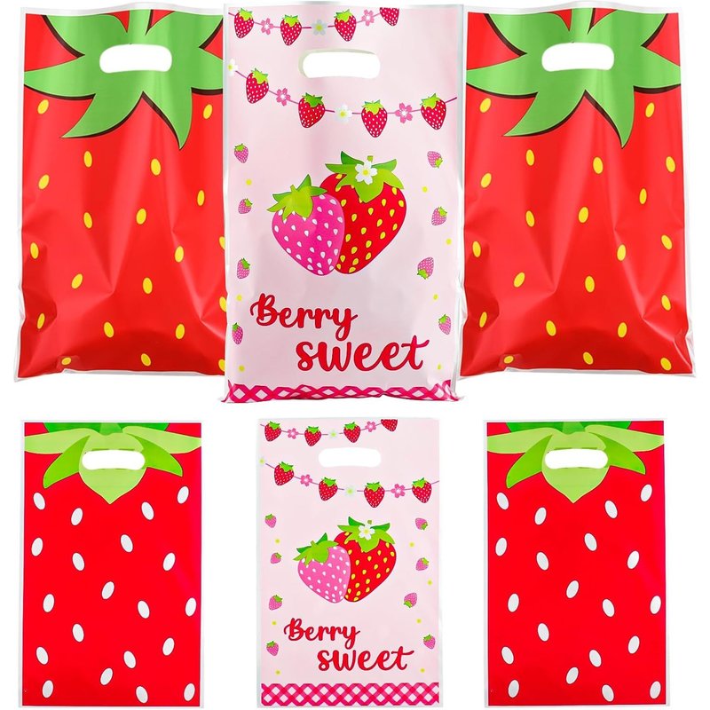 30 Pièces Sacs Cadeaux Pour Fête,Motif Fraise,Rose,Pour Filles,Décoration D'anniversaire
