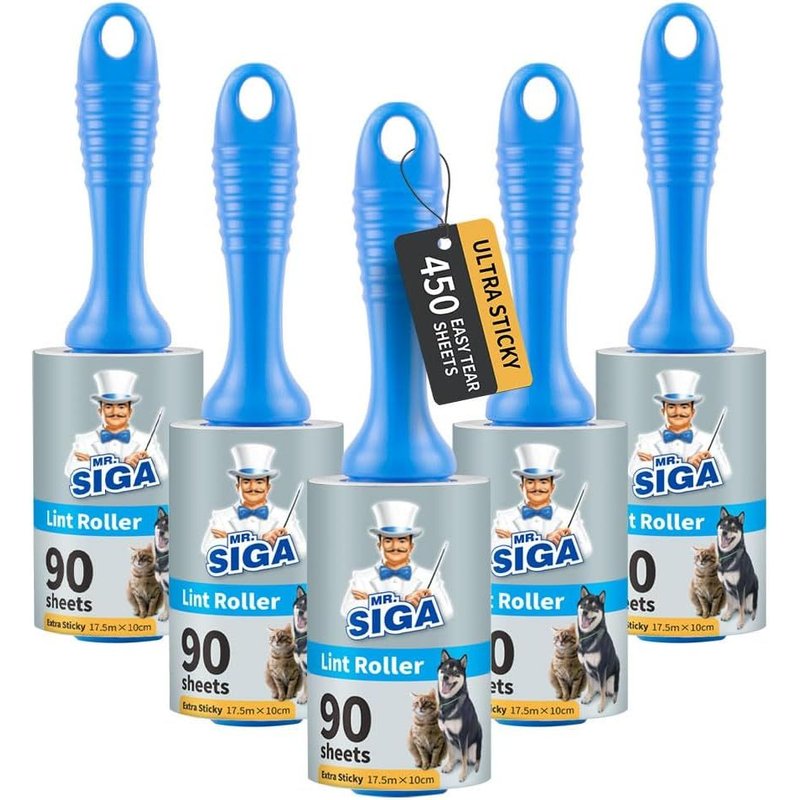 Extra Sticky Animal Hair Roller,Adhesive Clothes Roller,Adhesive Brush For Hair Hair,450 Easy To Tear Sheets,Pack Of 5