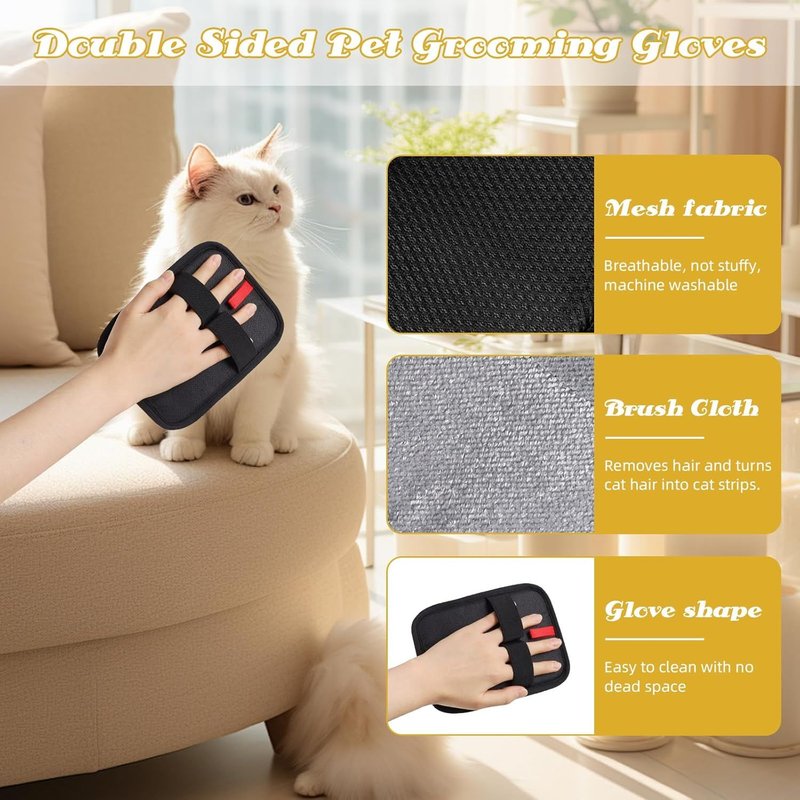 Double Sided Pet Grooming Glove,Pet Waxing Gloves For Dogs And Cats,Anti Pet Hair Glove,Brush For Cats And Dogs Reusable