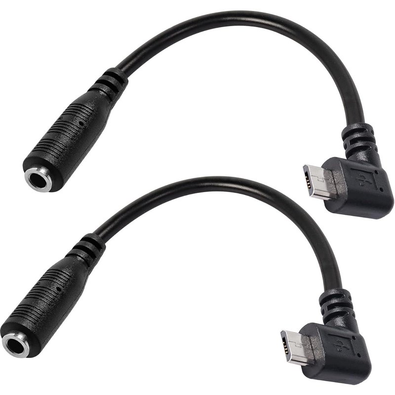 2 Pack Micro USB to Auxiliary 3.5mm Audio Cable,1/8"" Female to Micro USB 5 Pin Male Right Angle Cable for Active Headset Mic-6 Inch