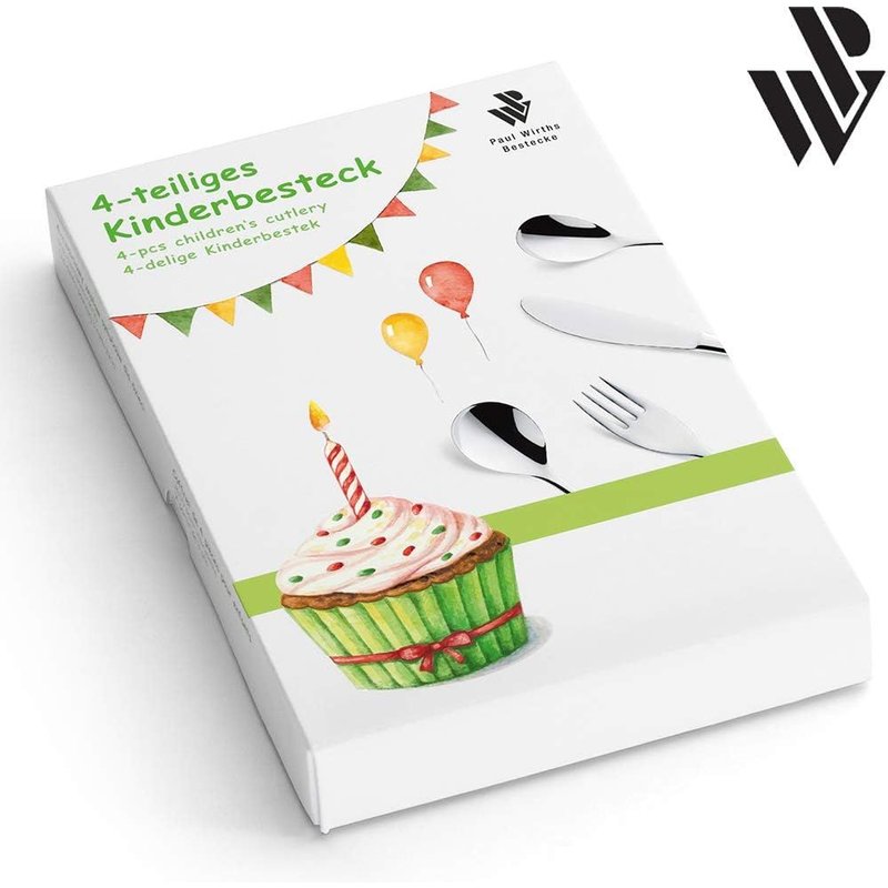 W10080569 Couverts Pour Enfant En Acier Inoxydable Panda Dans Un Coffret Cadeau,4 Unités,20 X 3 X 1 Cm,Argent