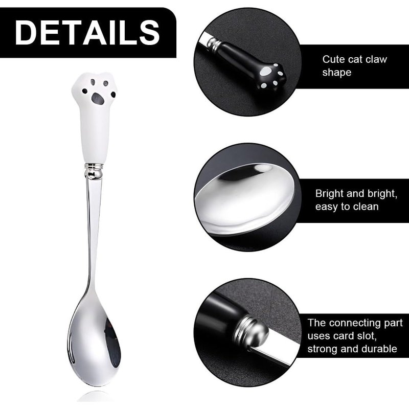2 Pcs Stainless Steel Pet Food Spoon,Cat Paw Can Stainless Steel Dog Spoon For Feeding Wet Pet Food