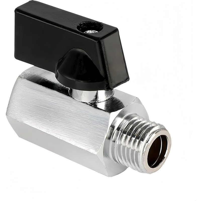 Mini robinet à bille en laiton G1/4"" femelle x G1/4"" mâle,DN8,Mini robinet à bille Robinet d'arrêt,Mini robinet d'arrêt chromé F G1/4""(Ø11,5mm) x M G1/4""(Ø12,5mm),Raccord fileté Laiton