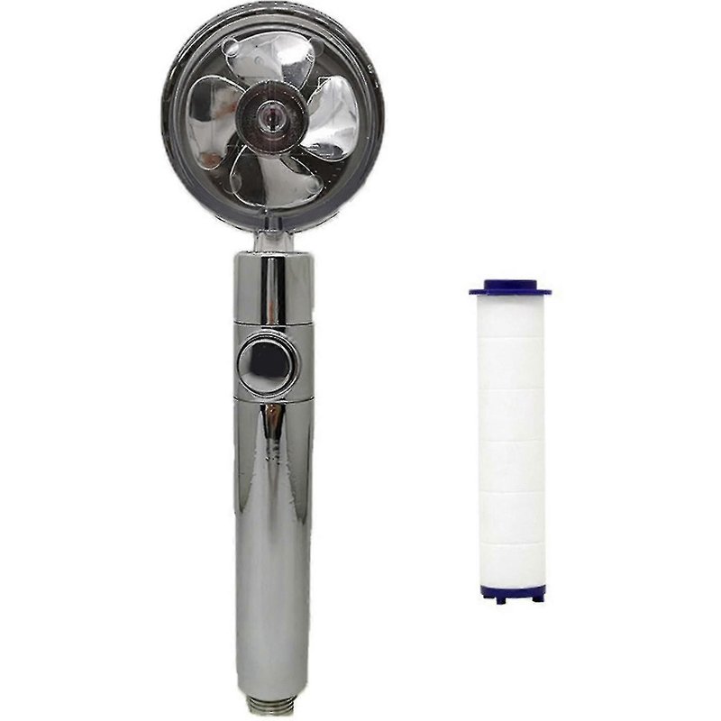 Pomme de douche portative turbocompressée, pommes de douche à hélice, économie d'eau haute pression-Gris