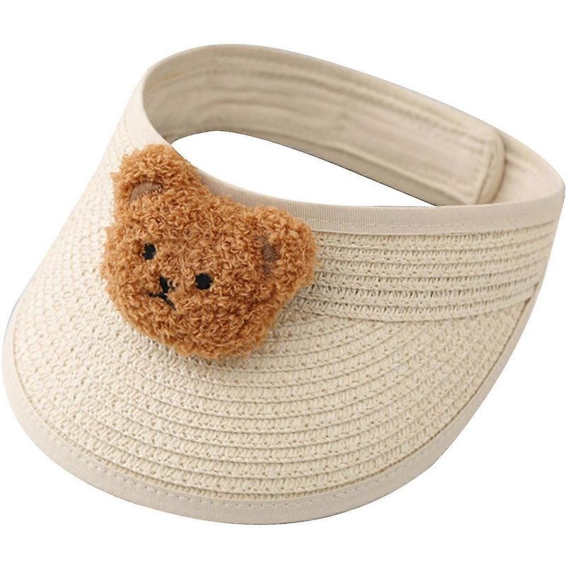 Cartoon Bear Enfants Chapeau De Paille Été Uv Pour La Protection Pour Le Bonnet Solaire Pour Accessoire De Tête Pour Bébé Tout-Petits Garçons Filles En Plein Air-Enfants-Beige-Unisexe