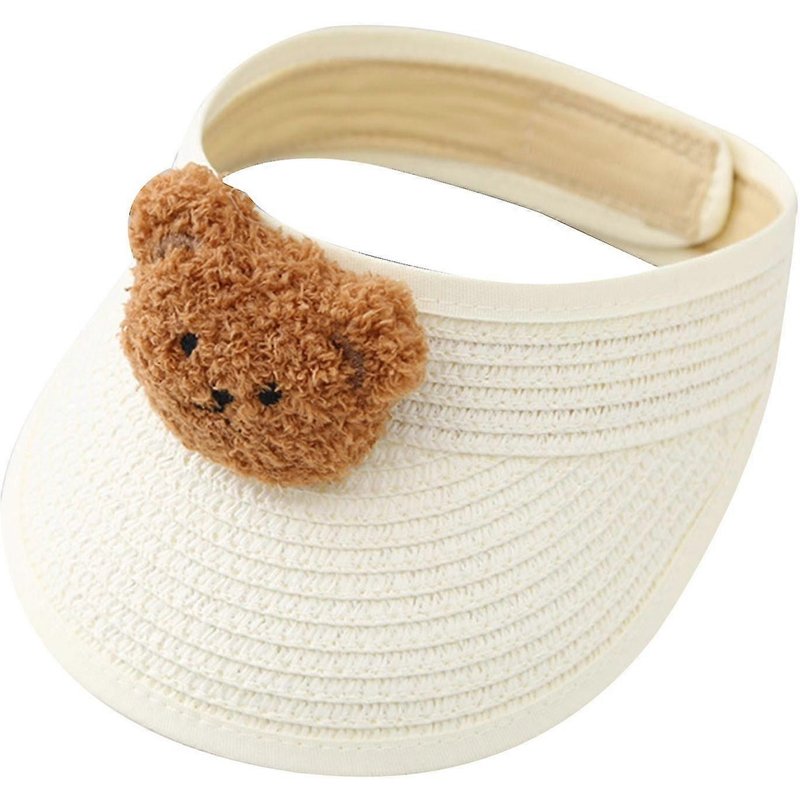 Cartoon Bear Enfants Chapeau De Paille ĂtĂ© Uv Pour La Protection Pour Le Bonnet Solaire Pour Accessoire De TĂȘte Pour BĂ©bĂ© Tout-Petits Garçons Filles En Plein Air-Enfants - Blanc Laiteux - Unisexe