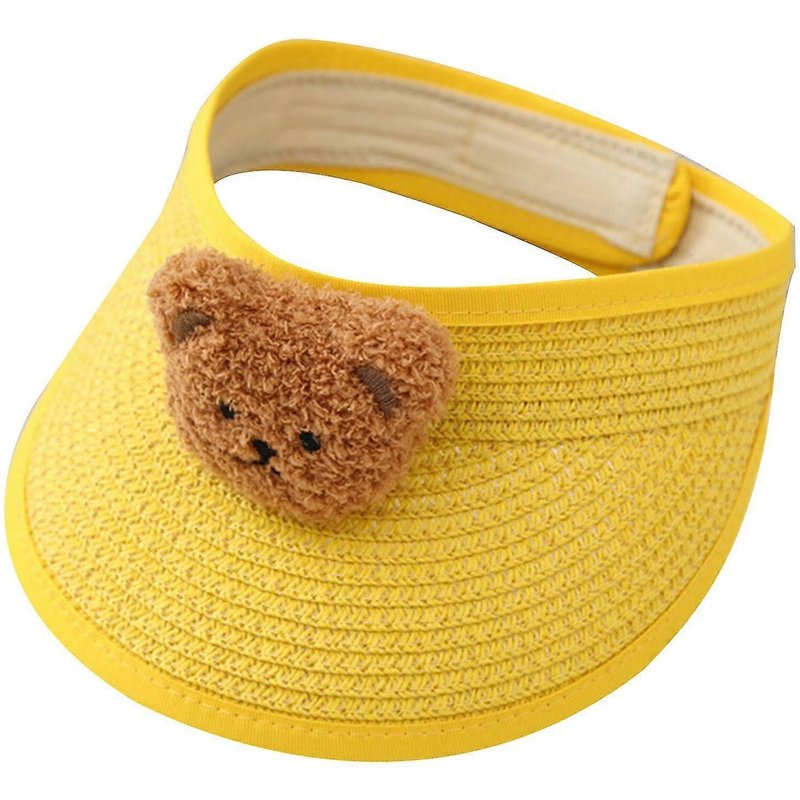 Cartoon Bear Enfants Chapeau De Paille Été Uv Pour La Protection Pour Le Bonnet Solaire Pour Accessoire De Tête Pour Bébé Tout-Petits Garçons Filles En Plein Air-Enfants-Jaune-Unisexe