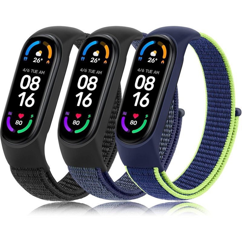 Lot De 3 Bracelets Pour Xiaomi Mi Band 7/6/5/4/3 Pour Homme Et Femme, Bracelet De Rechange, Réglable, En Nylon Extensible, Pour Xiaomi Mi Band 3/4/5/6/7