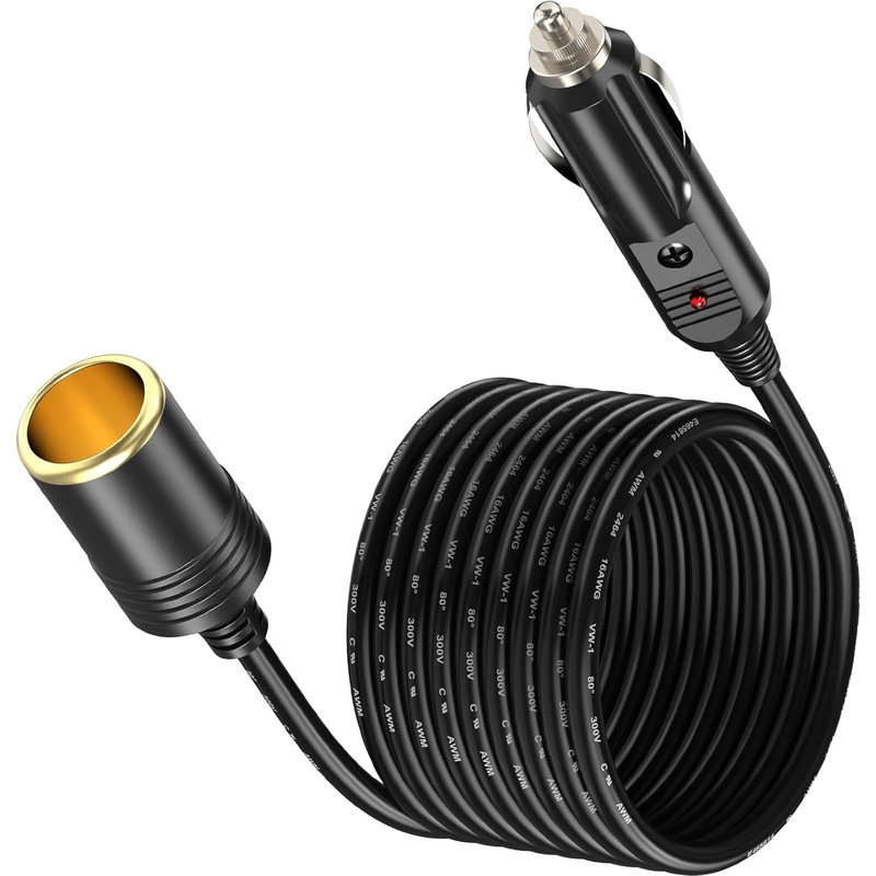 Rallonge De Chargeur De Voiture 12 V/24 V - Câble Robuste De 6 M Avec Prise Allume-Cigare - Convient Pour Gonfleur De Pneu, Aspirateur Et Autres Équipements Portables Nécessitant Une Forte