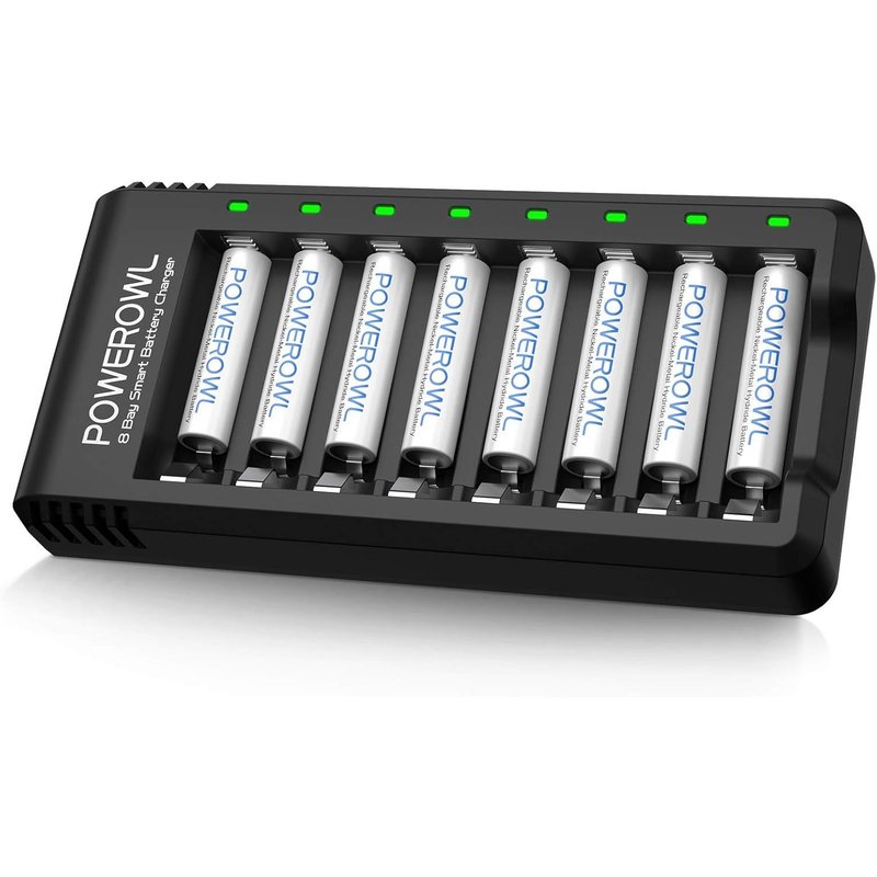 Piles Rechargeables Aaa 1000Mah + 8 Slots Chargeur De Piles Kits Avec 8Pcs Rechargeables Accu Aaa 1000Mah Compatible Avec Les Batterie 1,2 V Aa Et Aaa