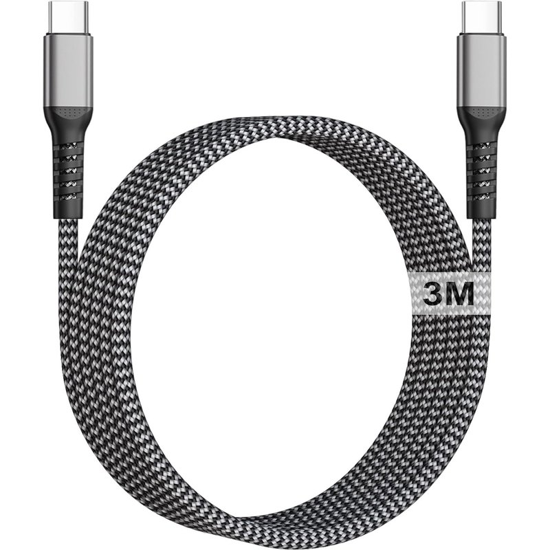 Cable Usb C Vers Usb C 3M, 100W Cable Chargeur Usb C Long Câble Usbc 3M Nylon Cable Type C Charge Rapide Fil Cordon Usbc Pour Iphone 16 15 Pro Max/Plus,Ipad Pro/Air, Macbook Pro/Air, Samsung S25/S24