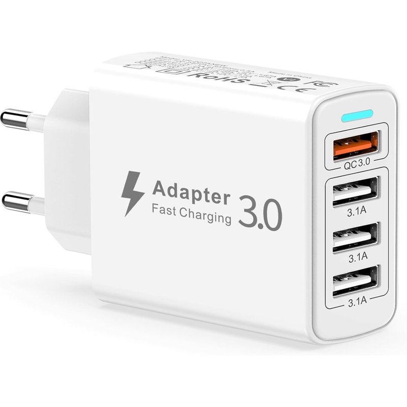 Chargeur Usb Multiple, Prise Usb Multiple 4 Ports 33W Chargeur Rapide Usb Qc3.0 Chargeur Multi Usb Adaptateur Secteur Usb Chargeur Telephone Pour Iphone14 13 12 11 Xr X 8 7 6,Ipad,Samsung S23 S22 S2